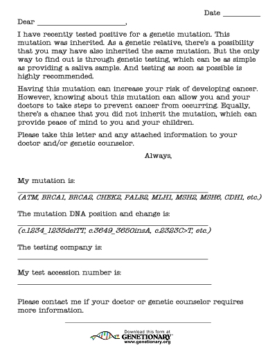 Genetic Mutation Info Sharing Letter